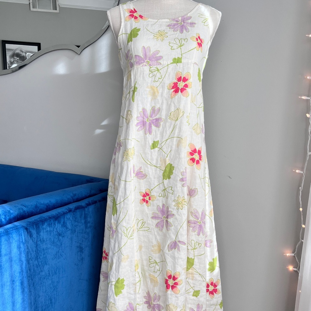 90s linen floral maxi dress 🌸